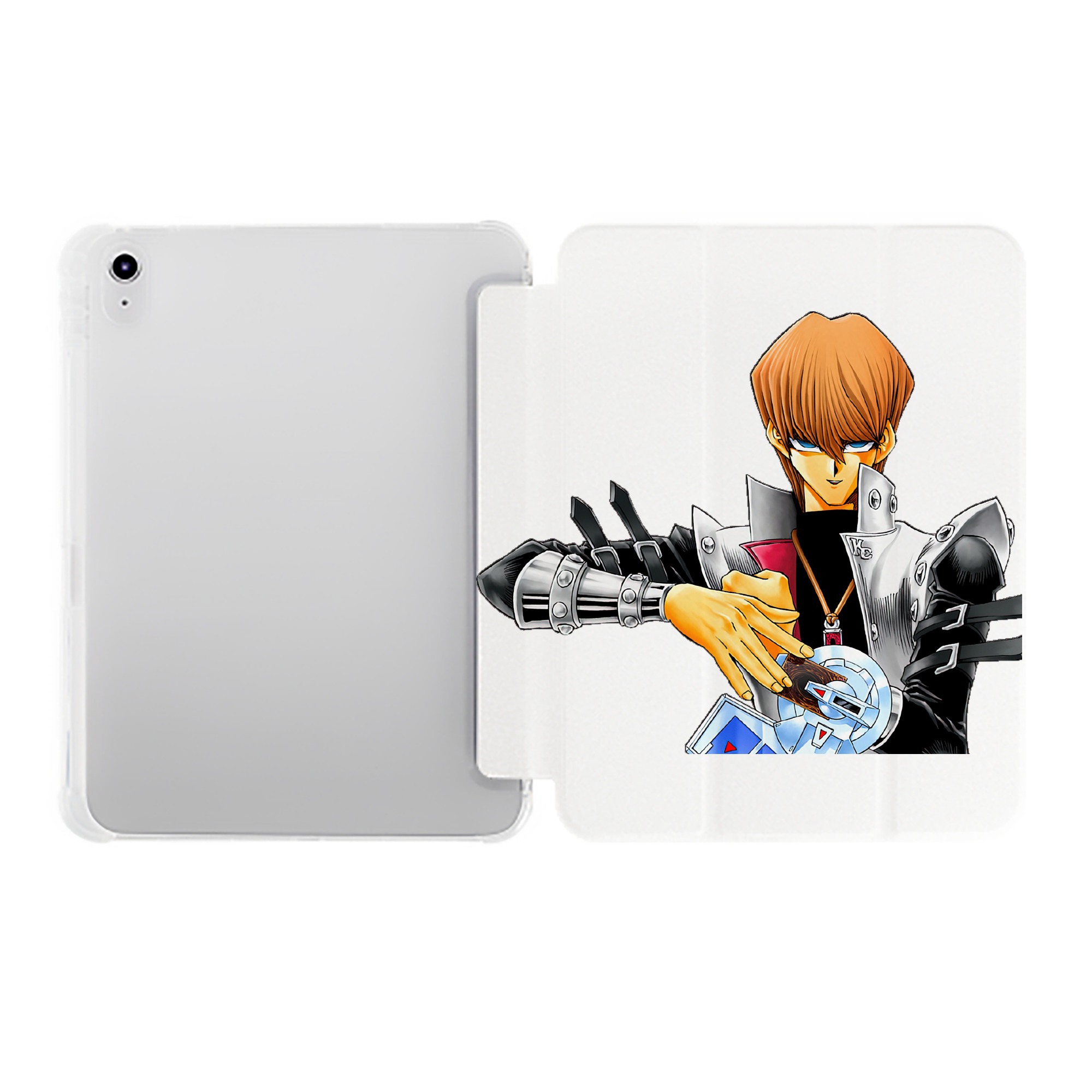 （画像用） 遊☆戯☆王 Yu-Gi-Oh! IPad ケース ペン収納付き 三つ折りスタンド PUレザー×シリコン 対応機種9.5/10.5/10.9インチ